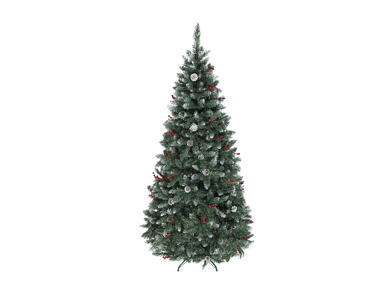 Albero di natale alto 210 cm con 928 rami pigne e bacche decorative