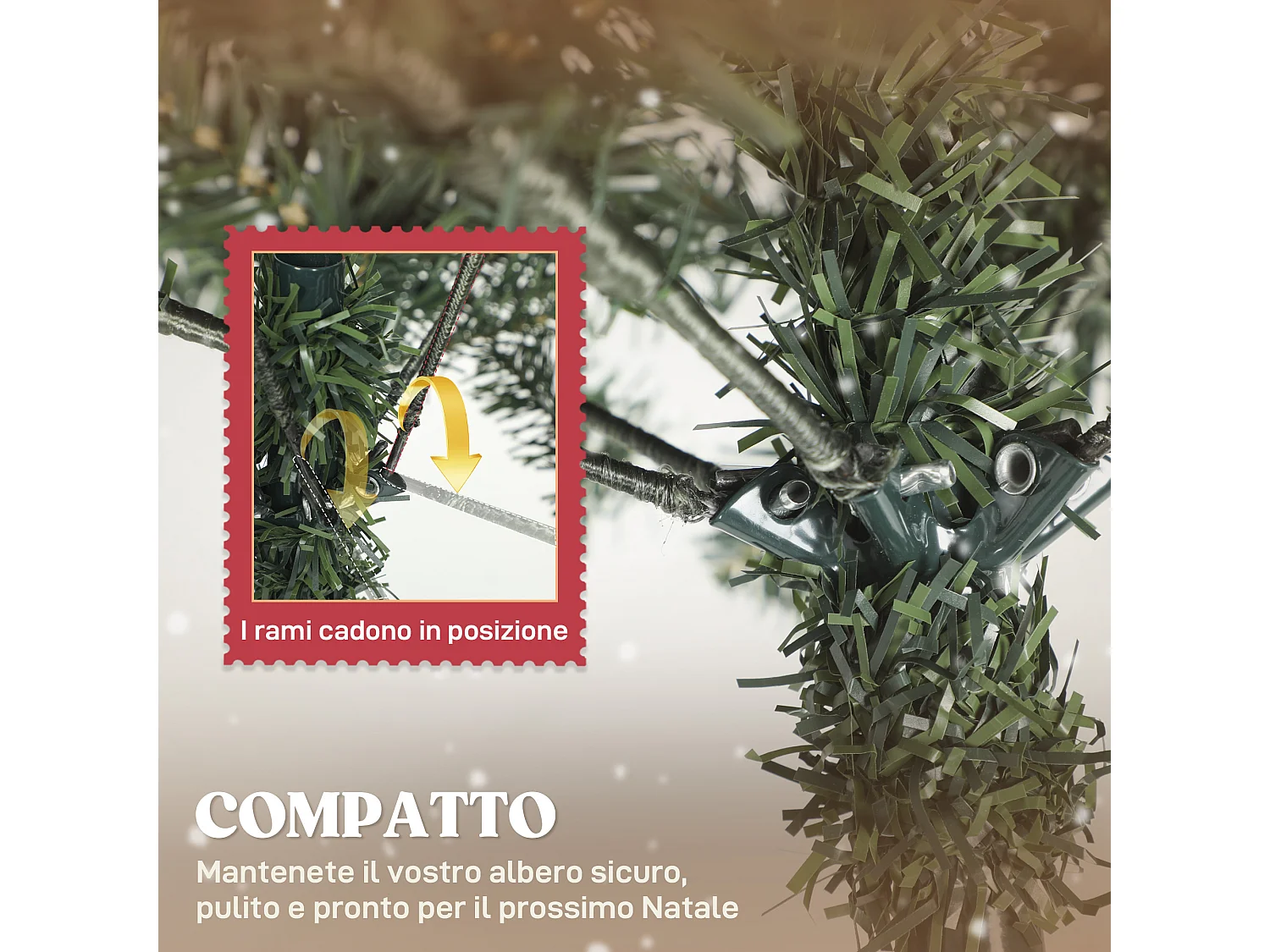 Albero di natale alto 210 cm con 928 rami pigne e bacche decorative