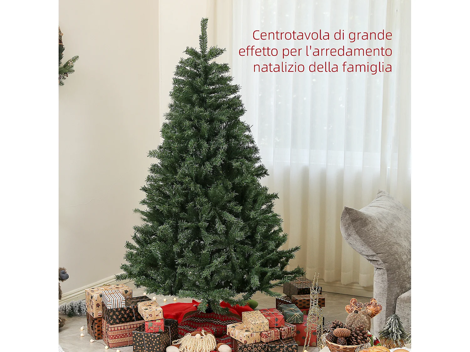 Albero di natale artificiale da 180 cm con 1000 rami verde