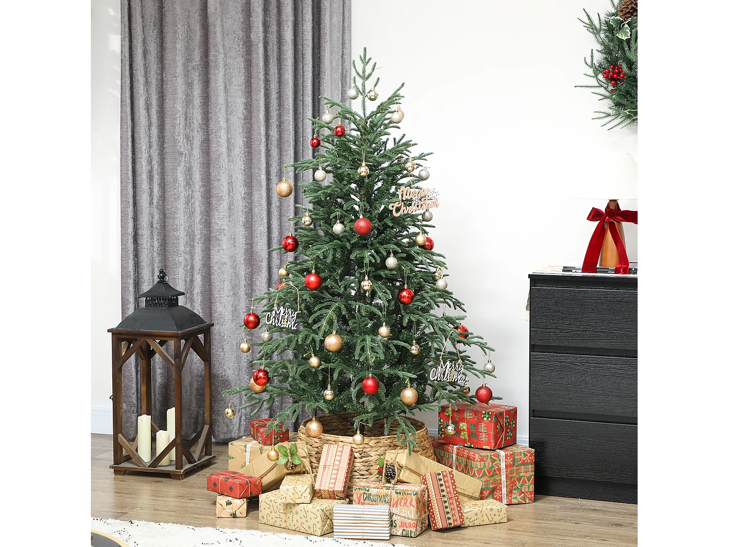 Albero di natale artificiale alto 150 cm e base in metallo pieghevole