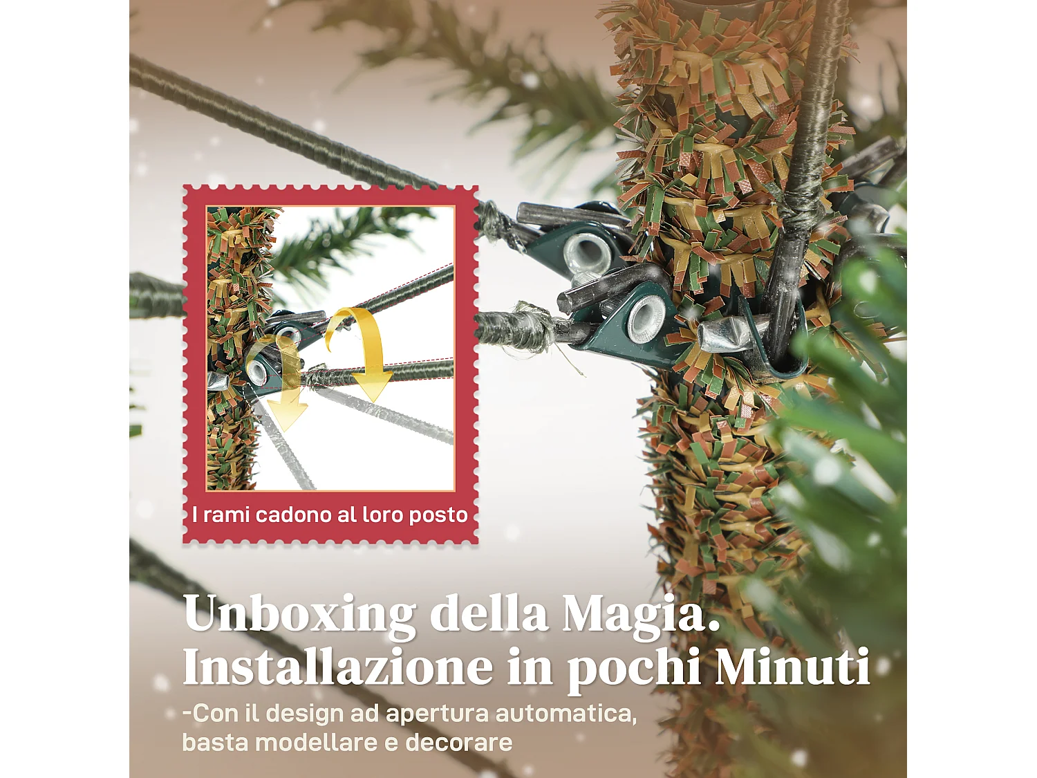 Albero di natale artificiale alto 150 cm e base in metallo pieghevole