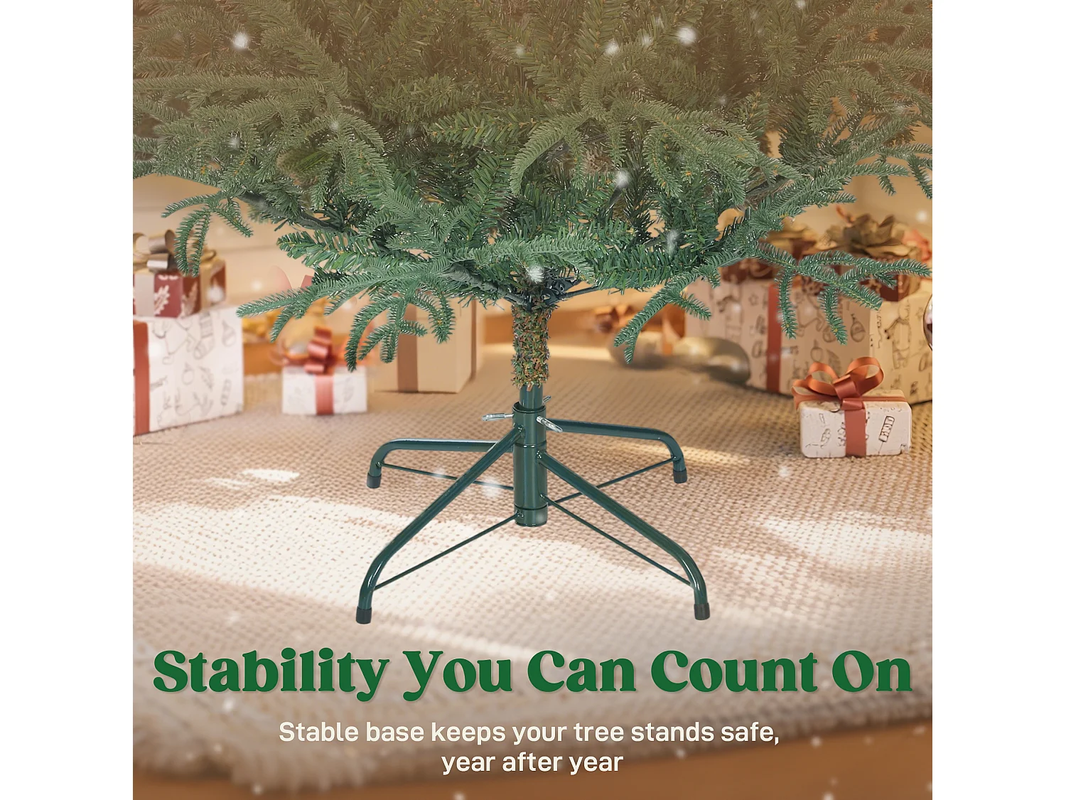 Albero di natale artificiale alto 150 cm e base in metallo pieghevole