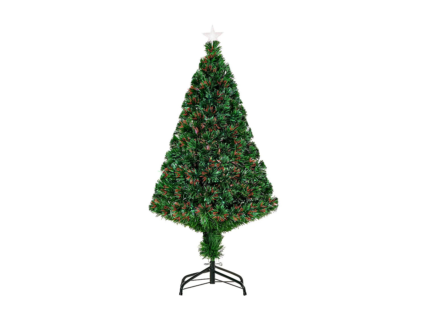 Albero di natale artificiale con fibre ottiche e led in pvc verde