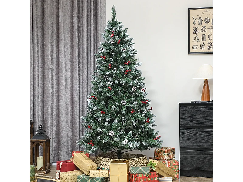 Albero di natale alto 180 cm con 620 rami pigne e bacche decorative