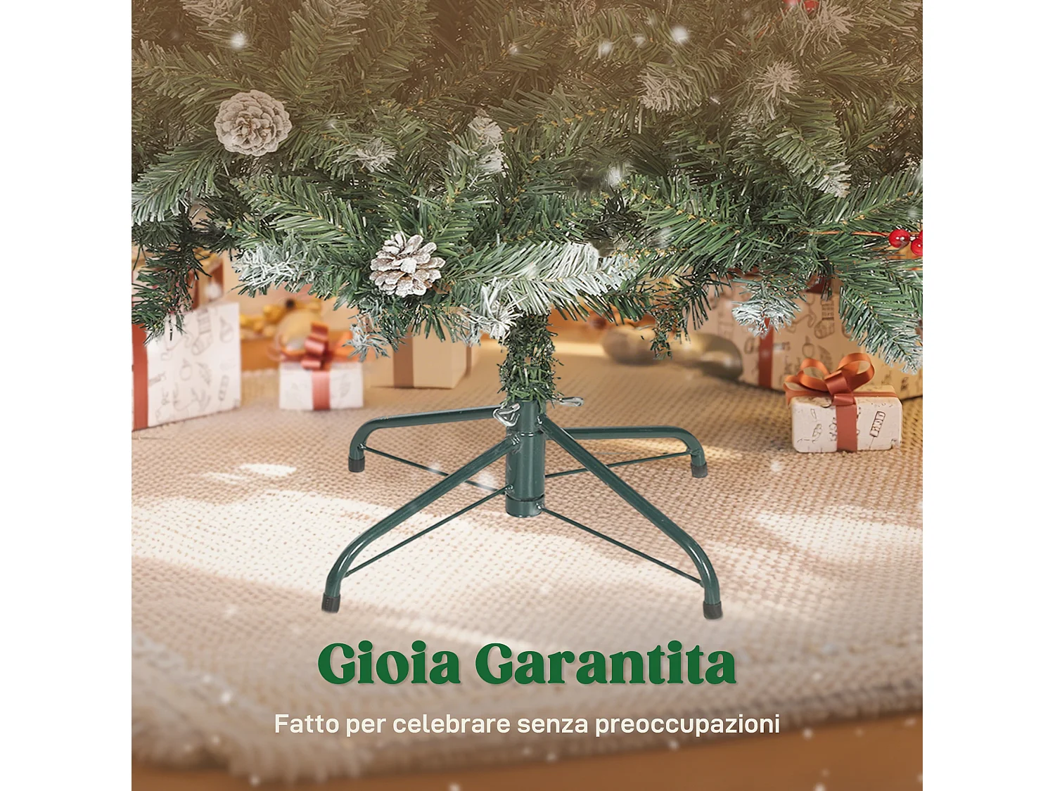 Albero di natale alto 180 cm con 620 rami pigne e bacche decorative