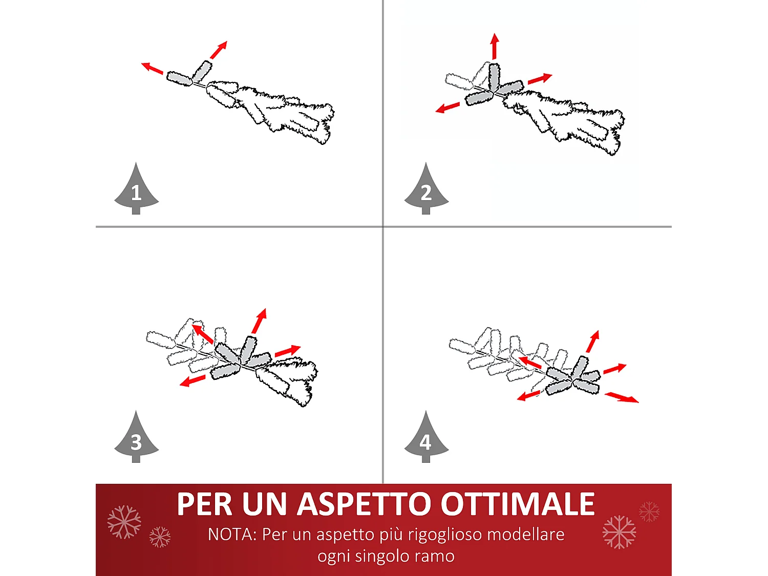 Albero di natale artificiale 120cm fibra ottica e 16 luci led