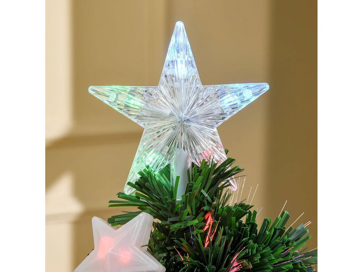 Albero di natale artificiale 120cm fibra ottica e 16 luci led