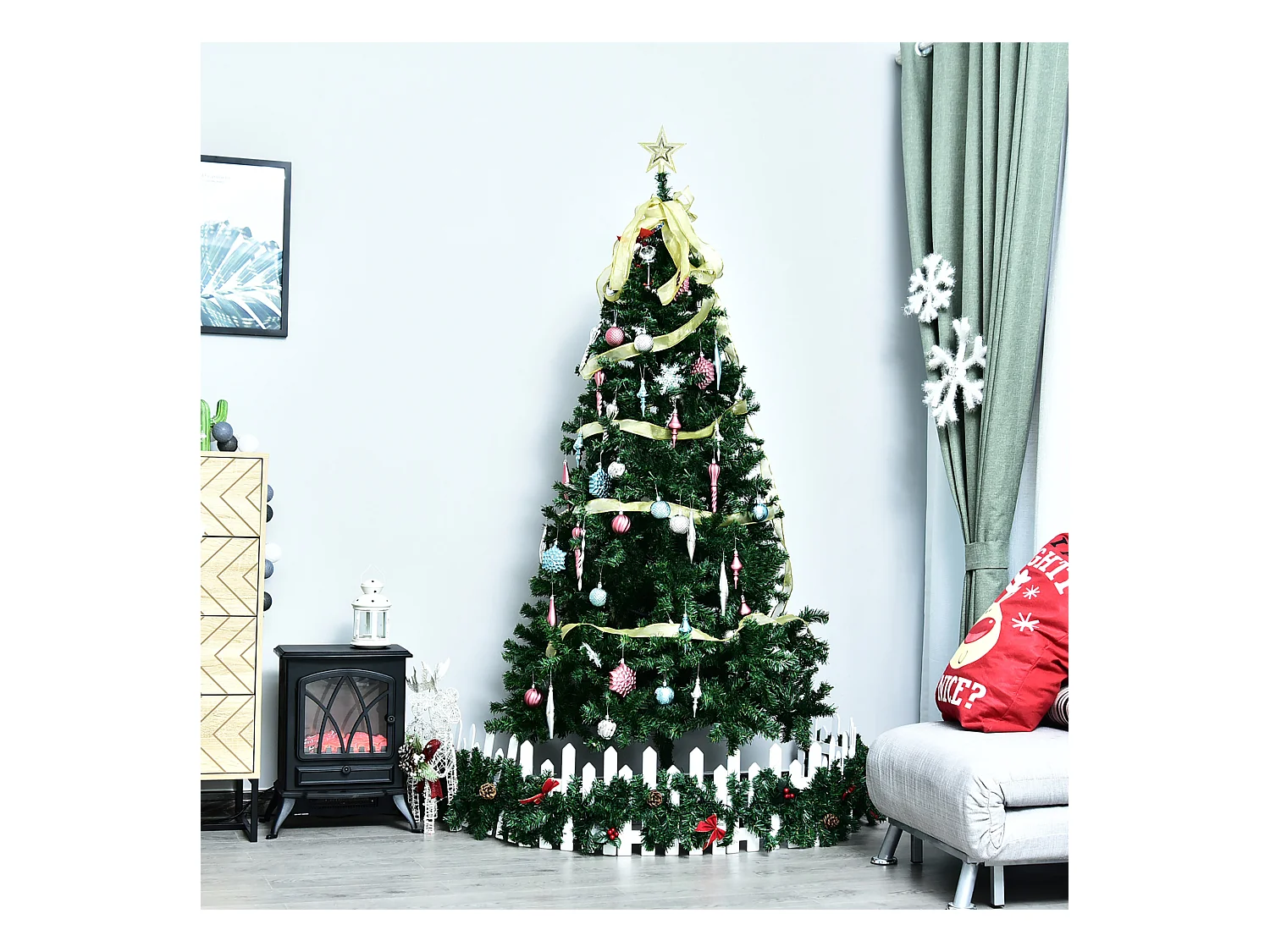 Albero di natale artificiale con rami rigogliosi in pvc verde