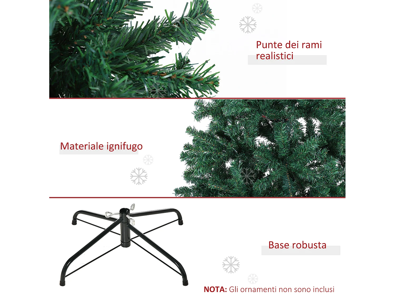 Albero di natale artificiale con rami rigogliosi in pvc verde