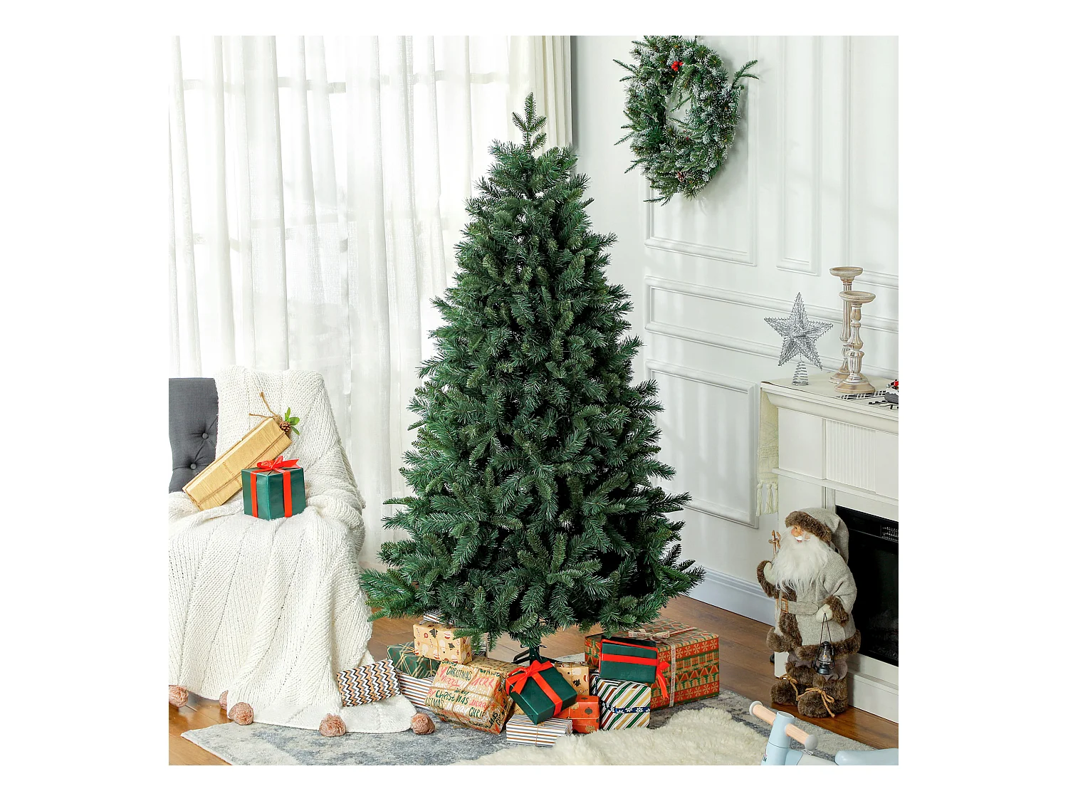 Albero di natale artificiale 180cm con 1061 rami con base in metallo