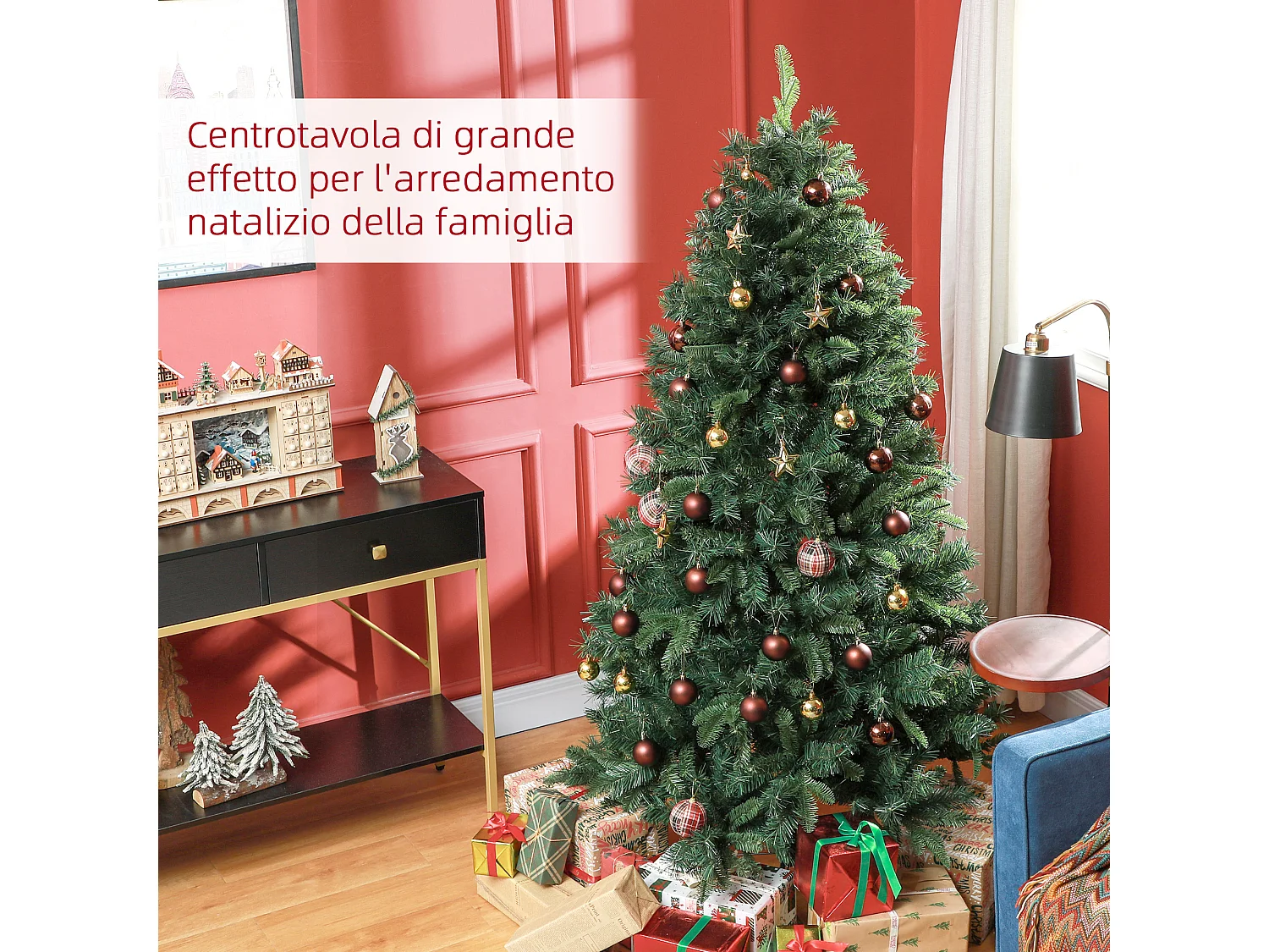 Albero di natale artificiale 180cm con 1061 rami con base in metallo