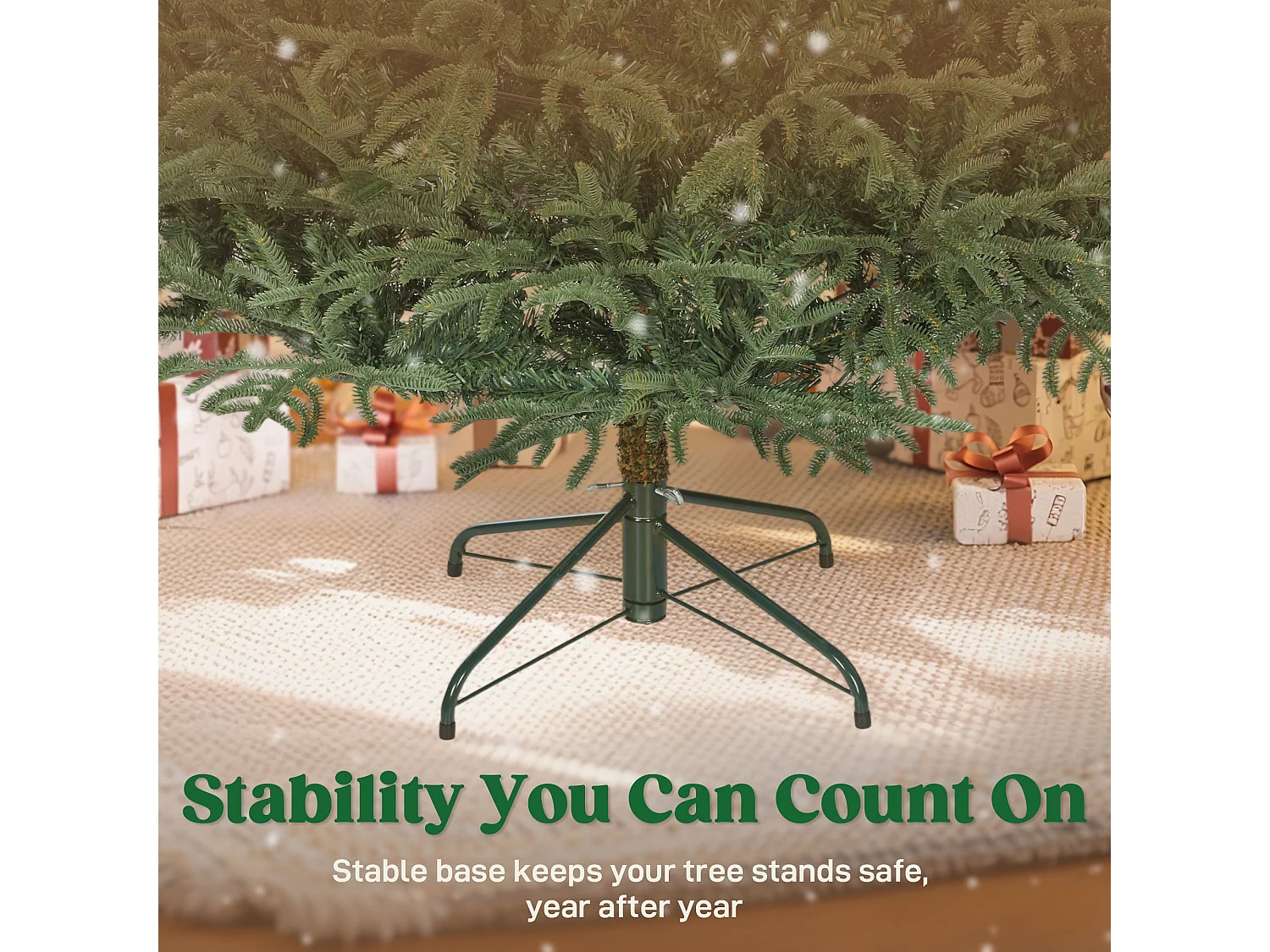 Albero di Natale artificiale alto 210 cm e base in metallo pieghevole