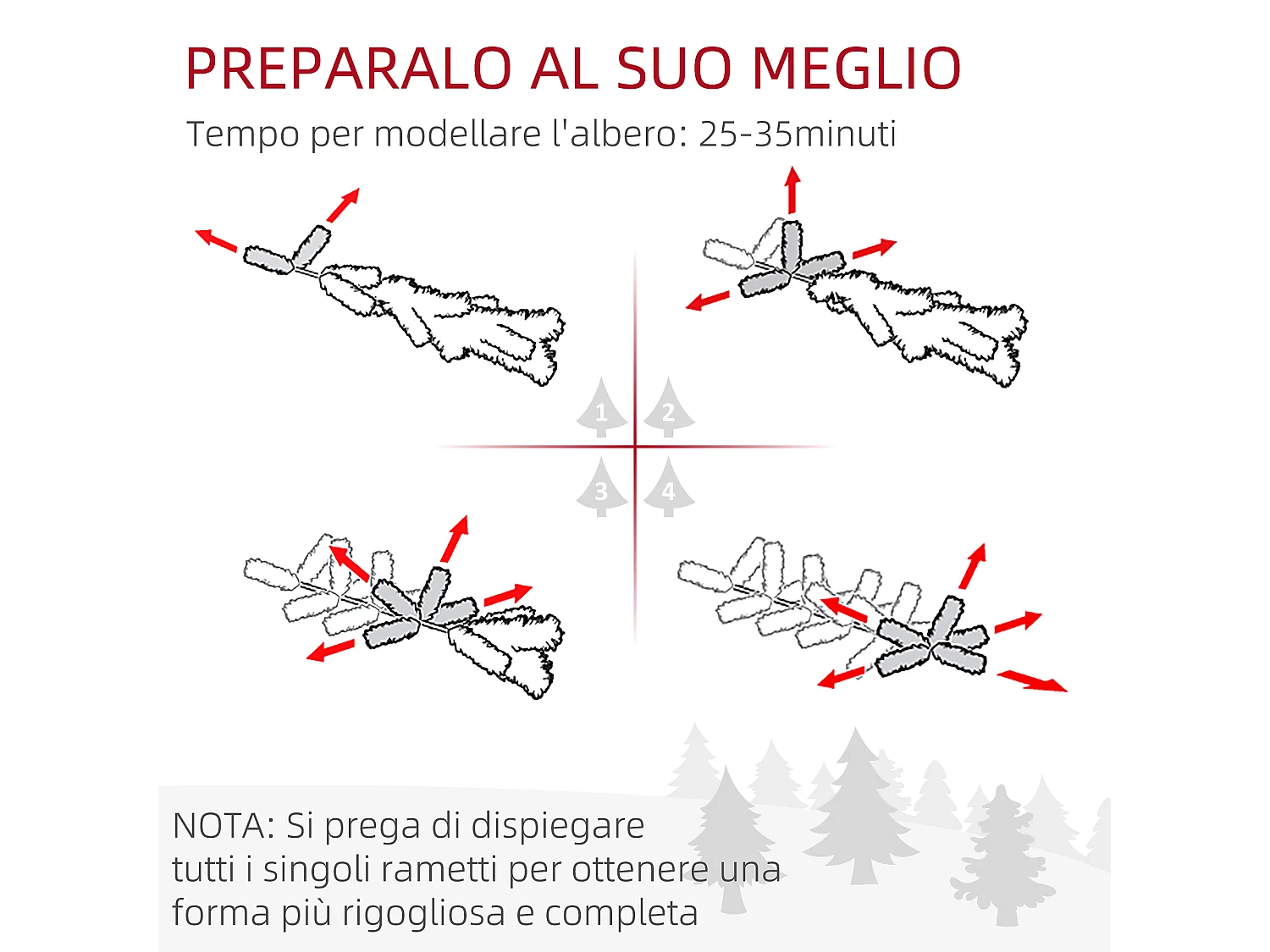 Albero di natale 180cm innevato con 523 rami e base in acciaio