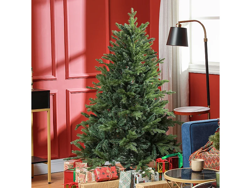 Albero di natale 150 cm verde artificiale con base in metallo