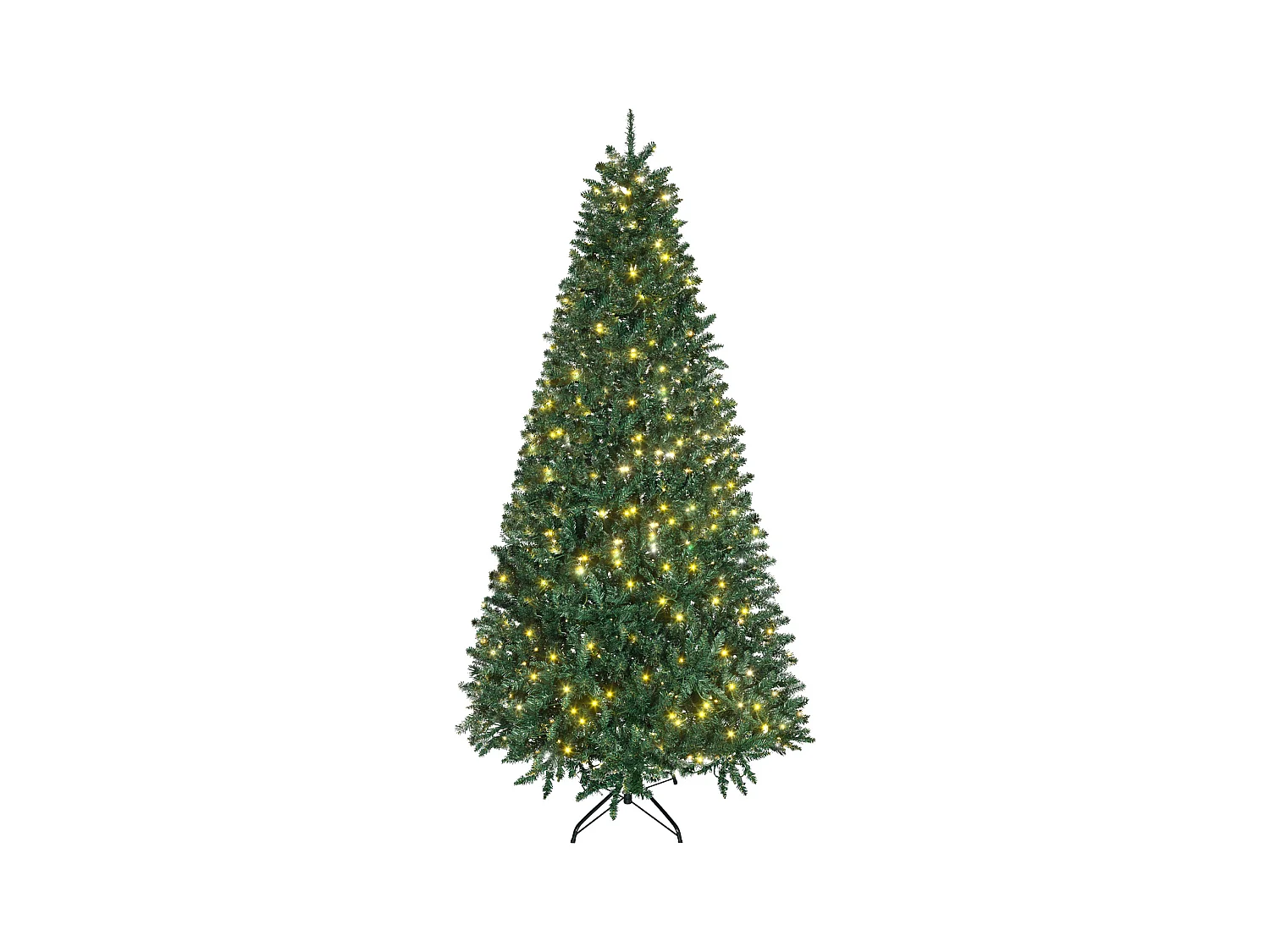 Albero di natale artificiale 225cm 450 luci 1146 rami e base