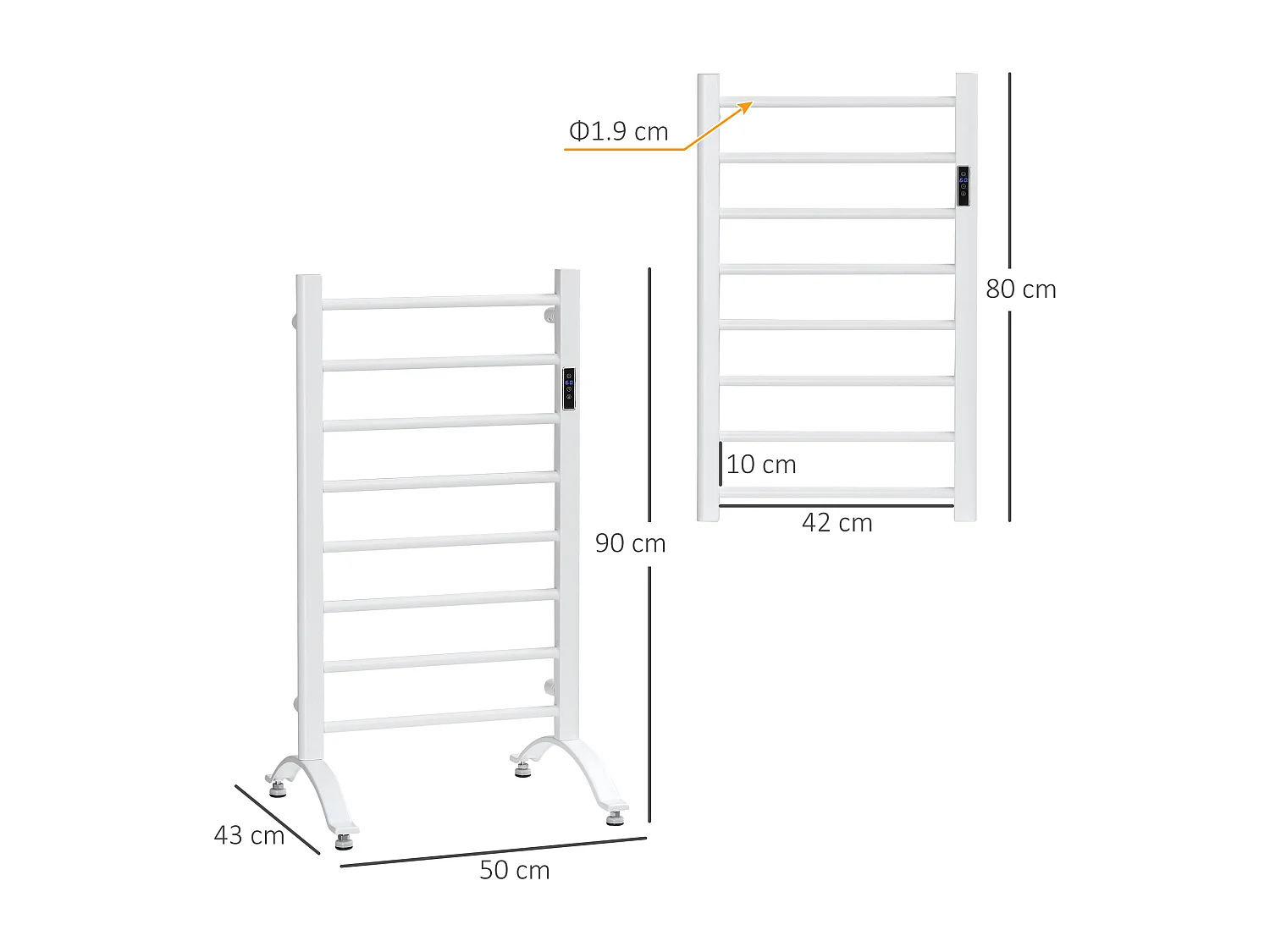 Scaldasalviette elettrico 8 barre timer e controllo temperatura