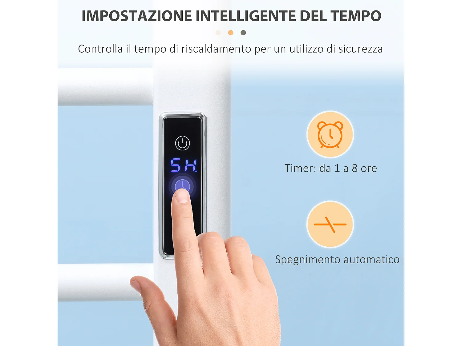 Scaldasalviette elettrico 8 barre timer e controllo temperatura