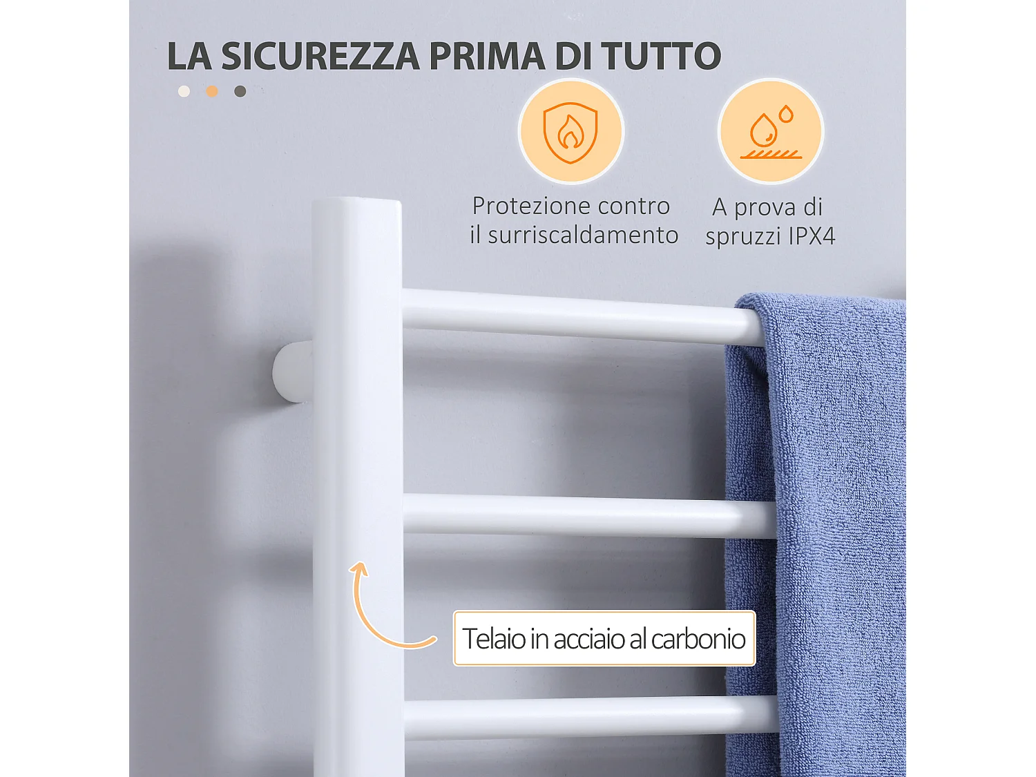 Scaldasalviette elettrico 8 barre timer e controllo temperatura