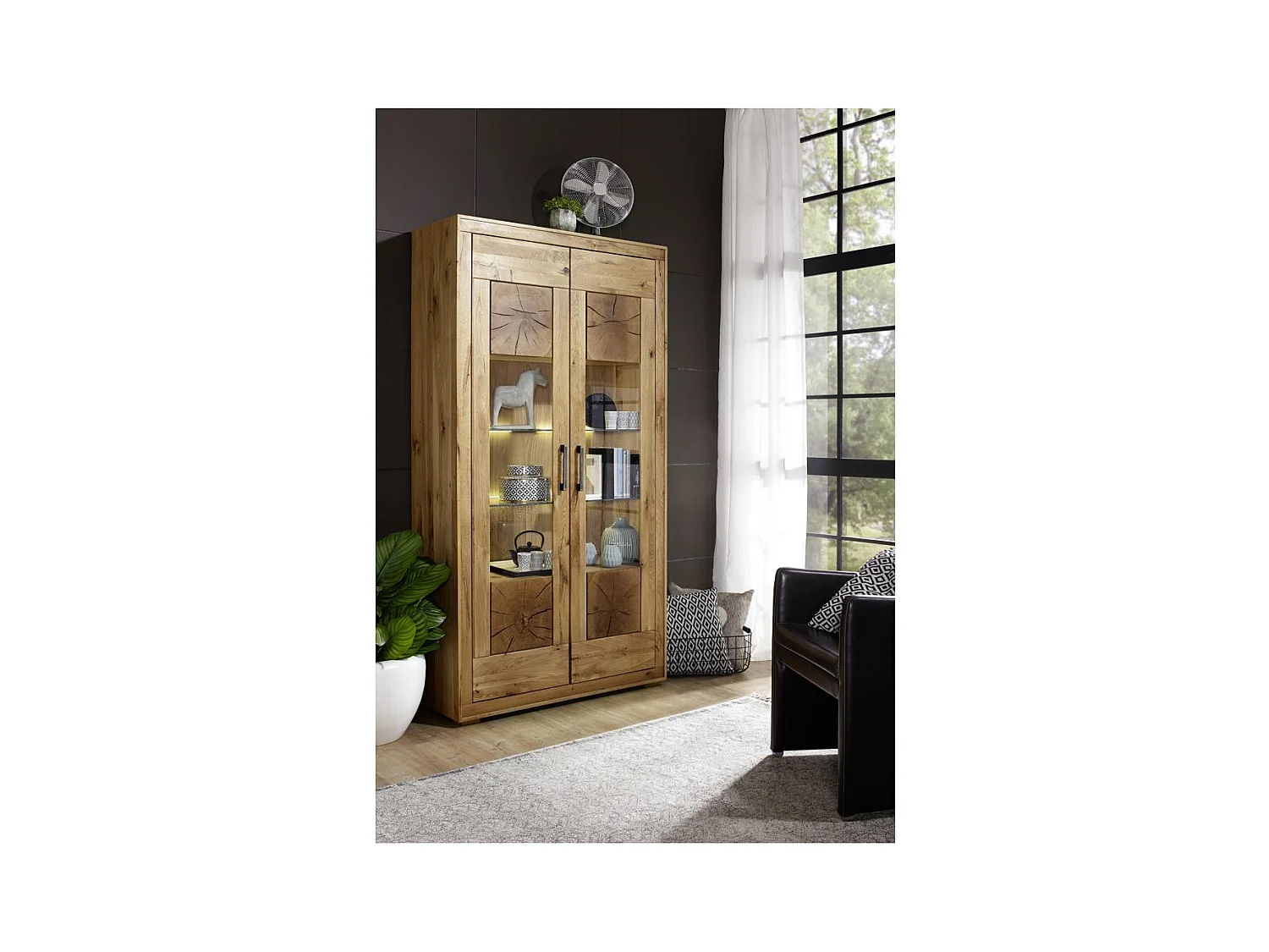 Vitrine 1,1x0,4x2,01 m Eiche geölt Andromeda WZ-0315