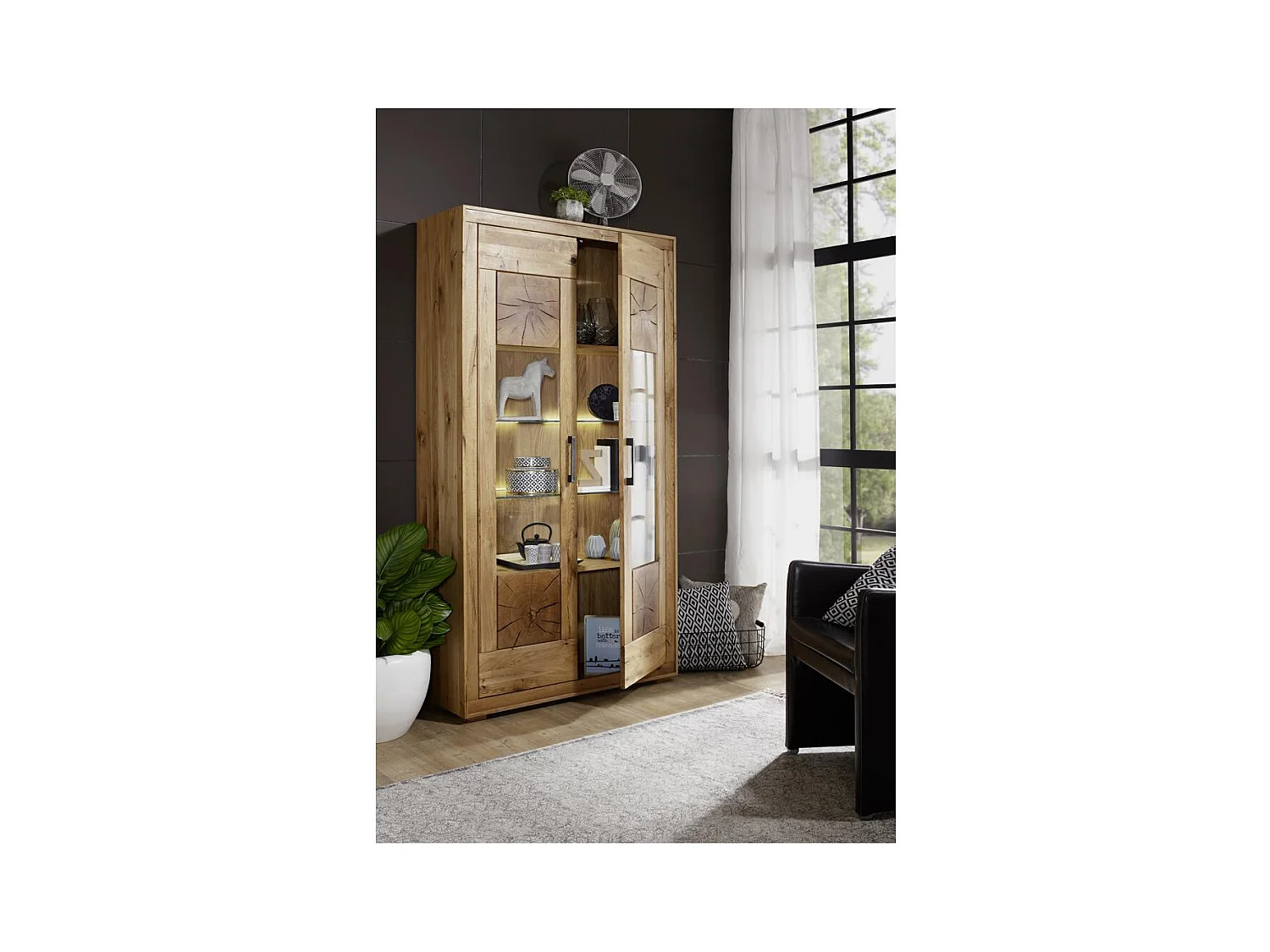 Vitrine 1,1x0,4x2,01 m Eiche geölt Andromeda WZ-0315