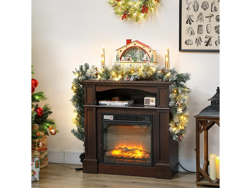 Ghirlanda natalizia Ø25x180 cm con 50 luci led, bacche e pigne