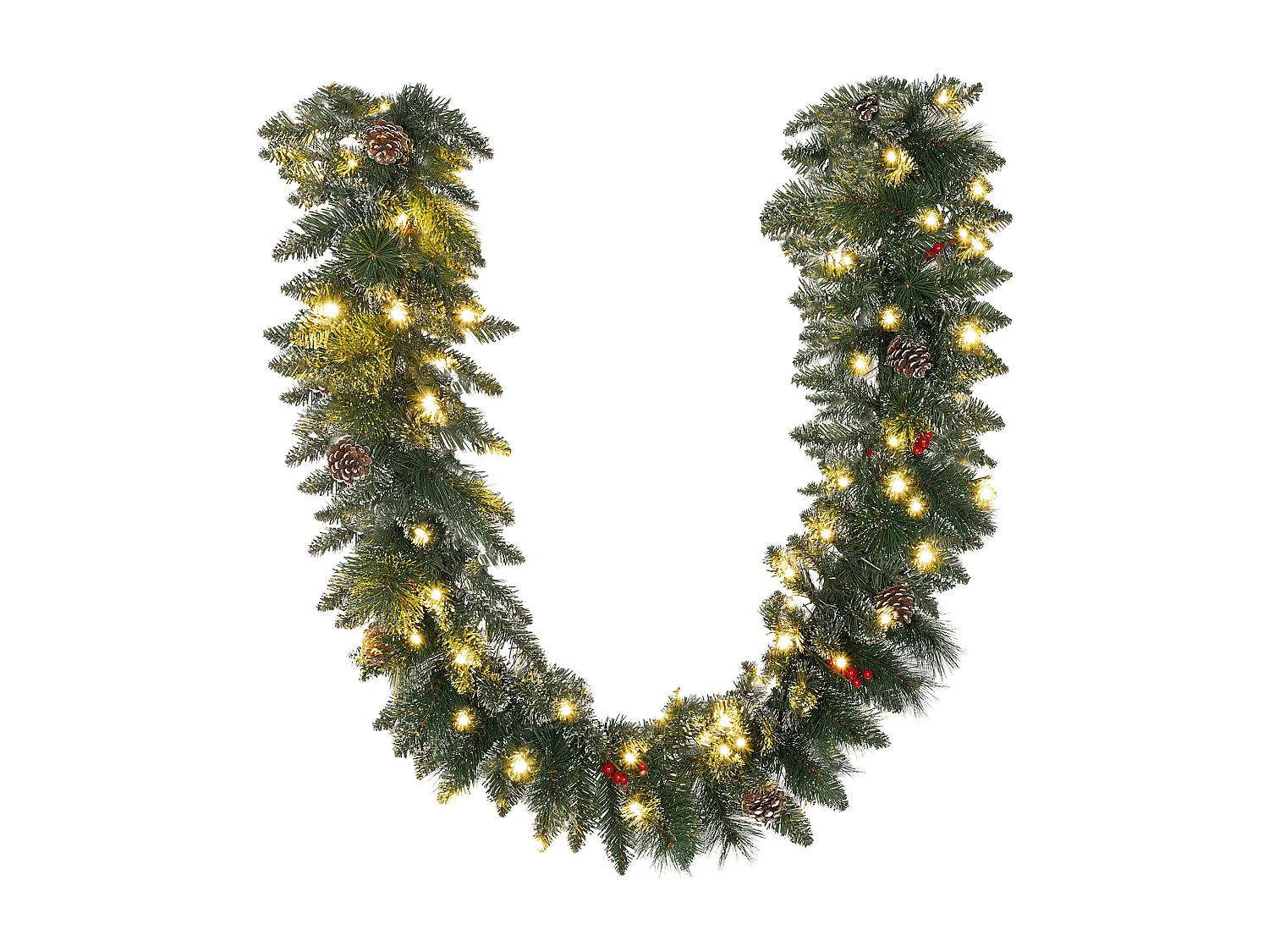 Ghirlanda natalizia da 1.80 m con 50 luci led bianche e decorazioni