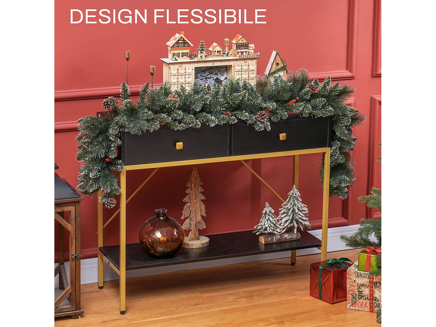 Ghirlanda natalizia da 1.80 m con 50 luci led bianche e decorazioni