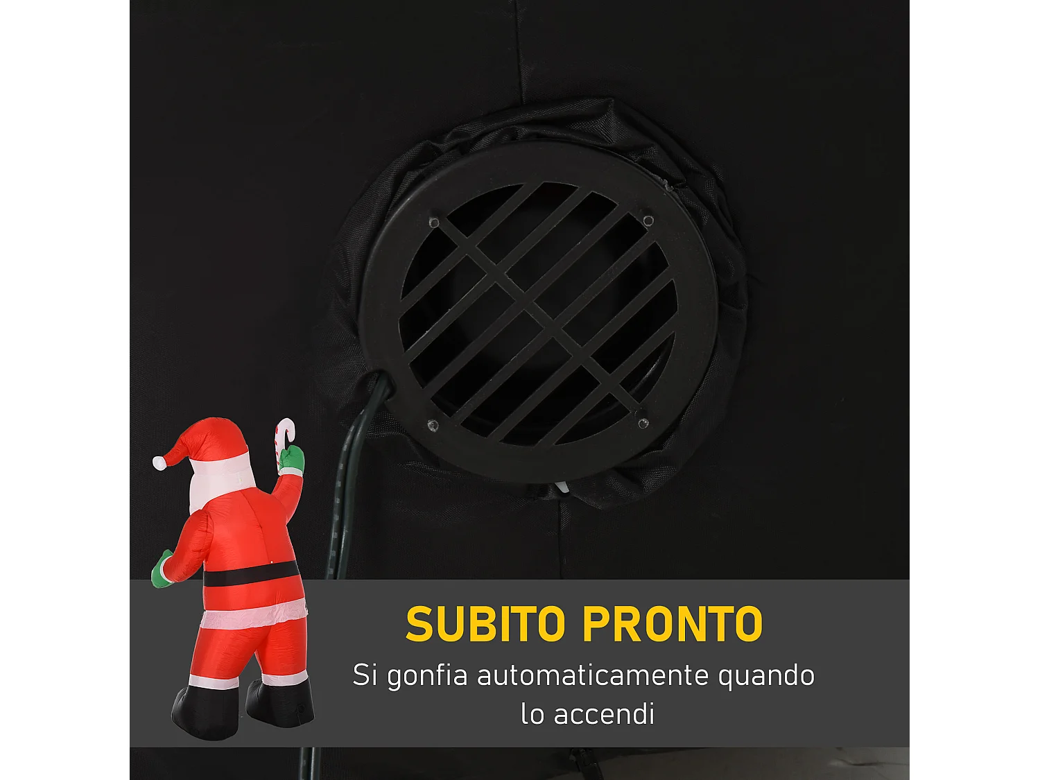 Babbo natale gonfiabile alto 243 cm con bastone di zucchero 2 luci led