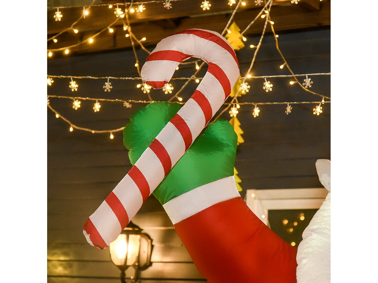 Babbo natale gonfiabile alto 243 cm con bastone di zucchero 2 luci led