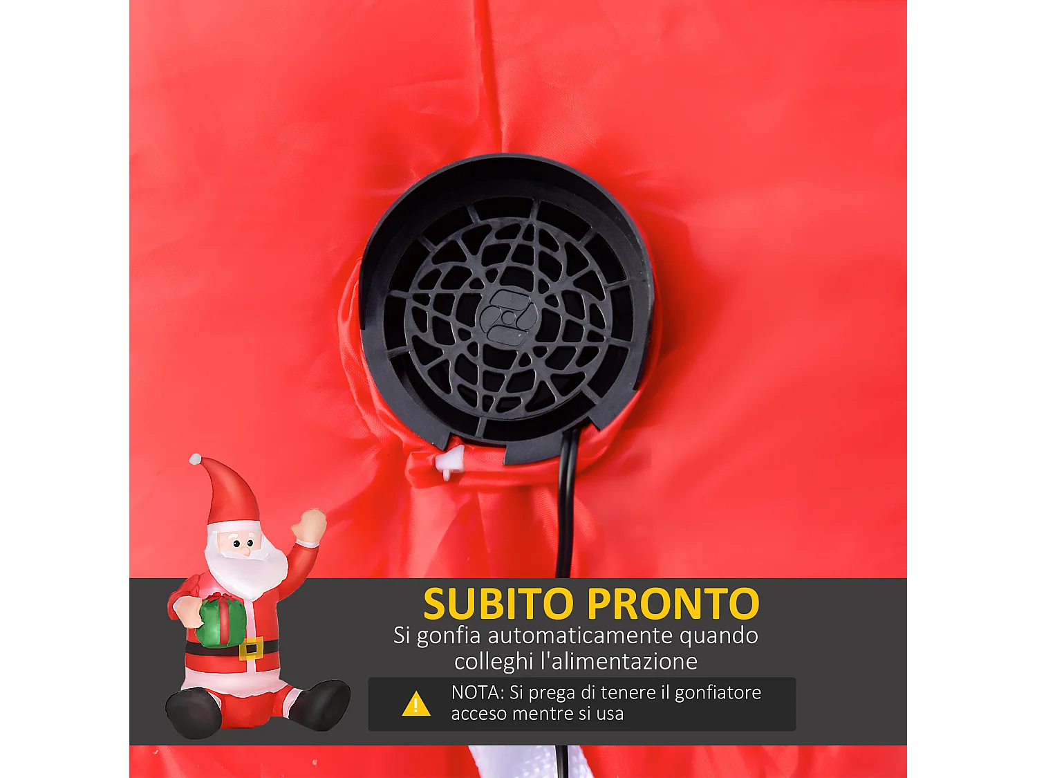 Babbo natale gigante gonfiabile impermeabile 70x50x120cm