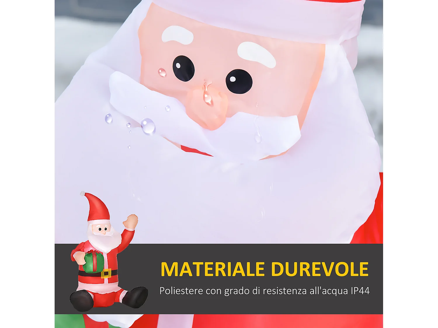 Babbo natale gigante gonfiabile impermeabile 70x50x120cm