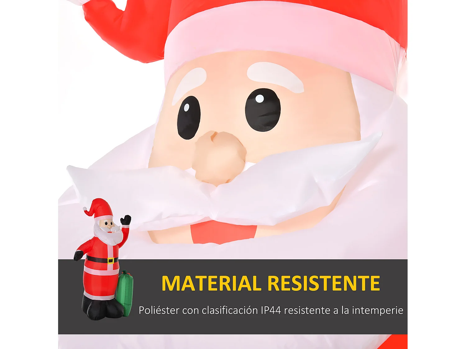 Babbo natale gonfiabile luminoso alto 240 cm con sacco regalo luci led