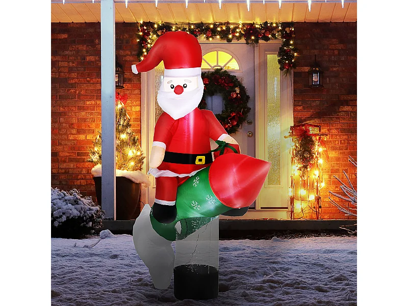 Babbo natale gonfiabile da 180cm con missile e luci led