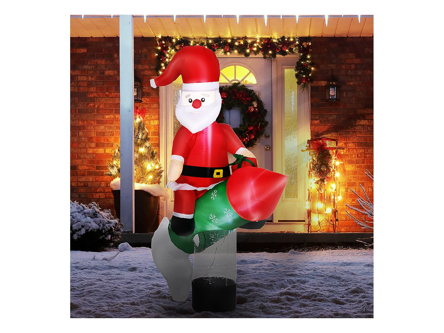Babbo natale gonfiabile da 180cm con missile e luci led