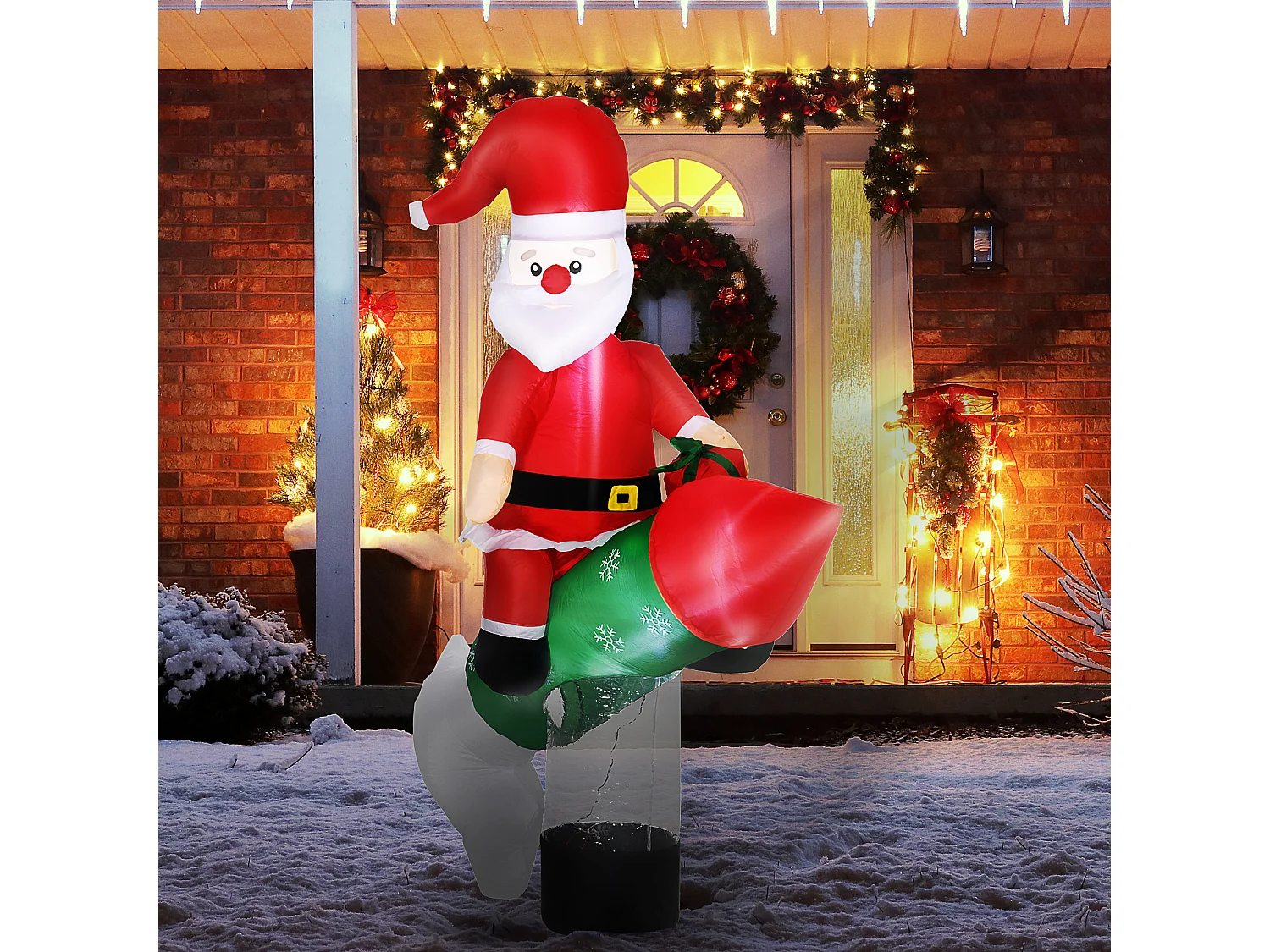 Babbo natale gonfiabile da 180cm con missile e luci led