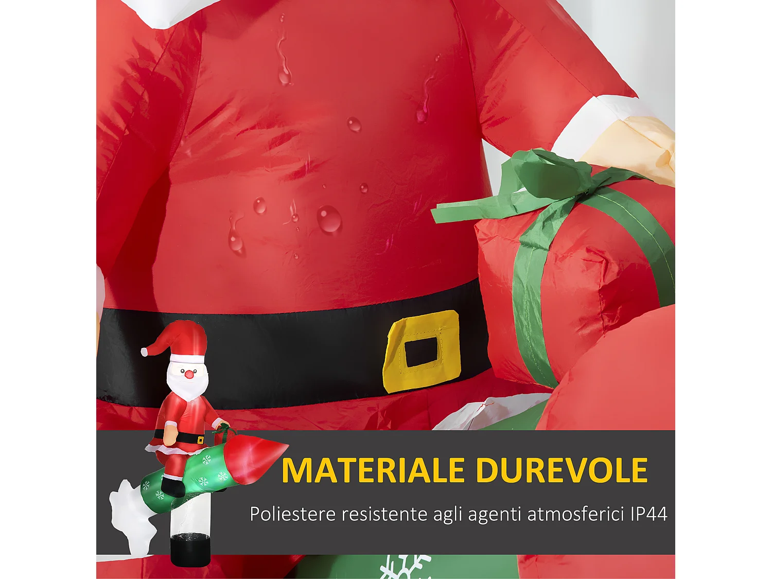 Babbo natale gonfiabile da 180cm con missile e luci led