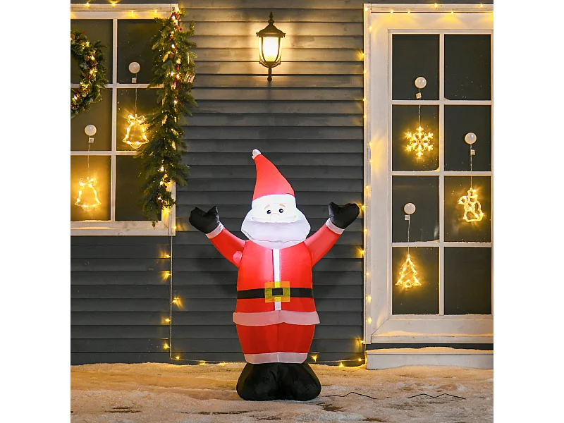 Babbo natale gonfiabile luminoso a luci LED alto 1.2 m