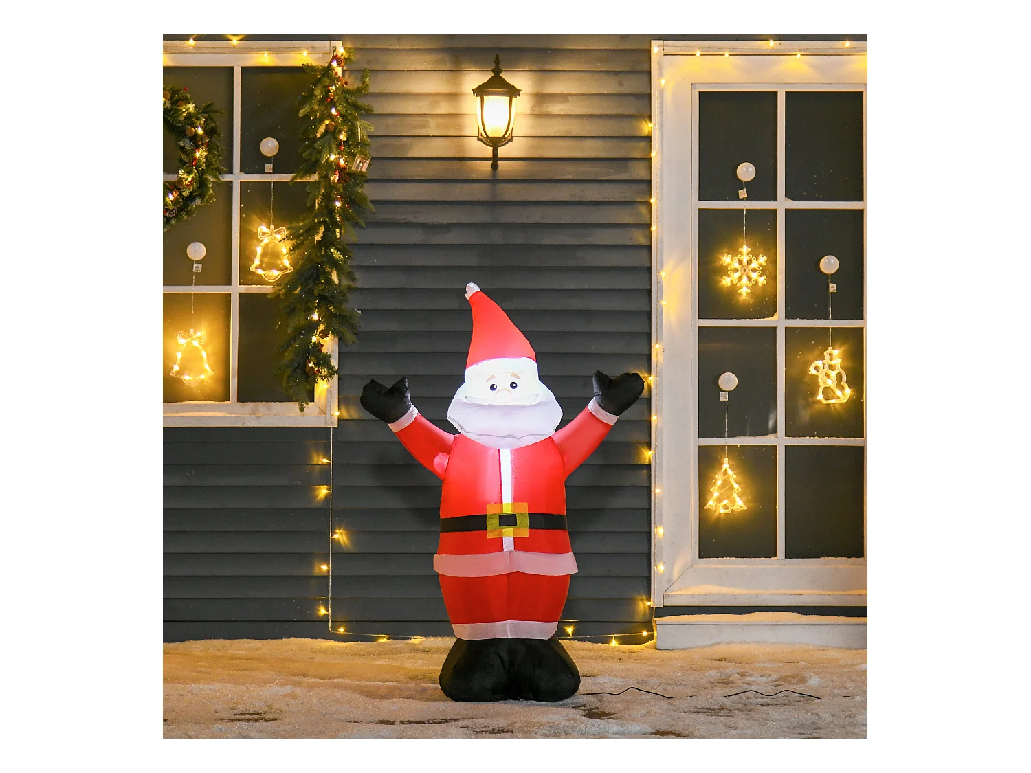 Babbo natale gonfiabile luminoso a luci LED alto 1.2 m