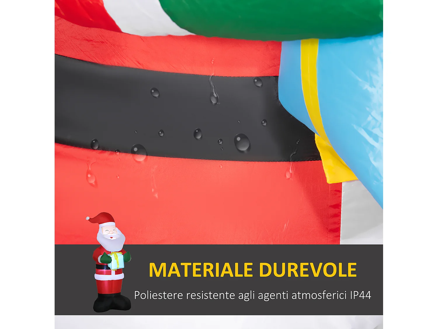 Babbo natale gonfiabile da 180cm con regalo e luci led