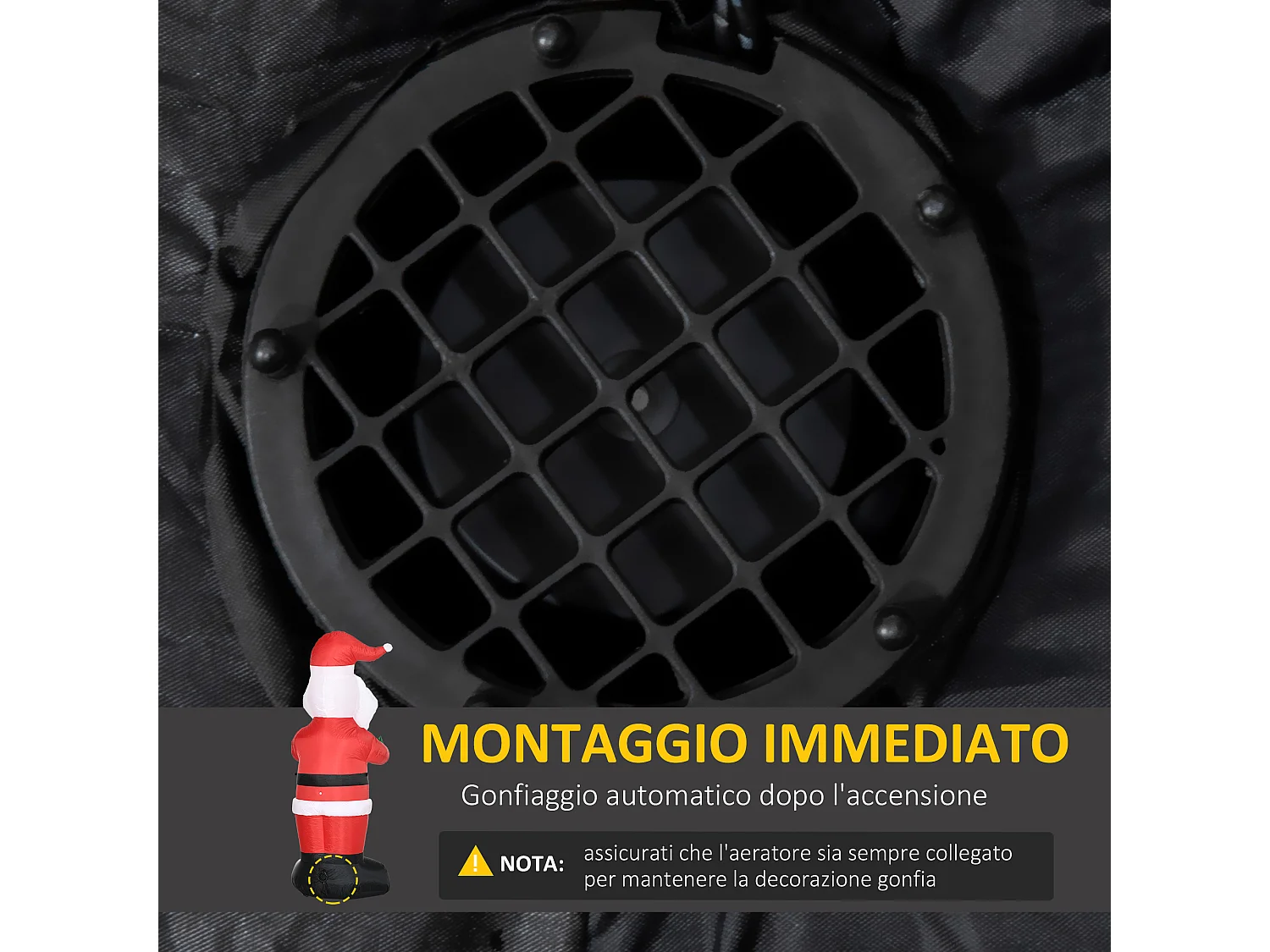 Babbo natale gonfiabile da 180cm con regalo e luci led