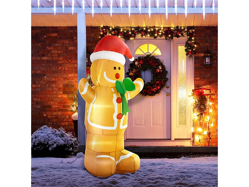 Omino pan di zenzero gonfiabile esterno luci led e gonfiatore