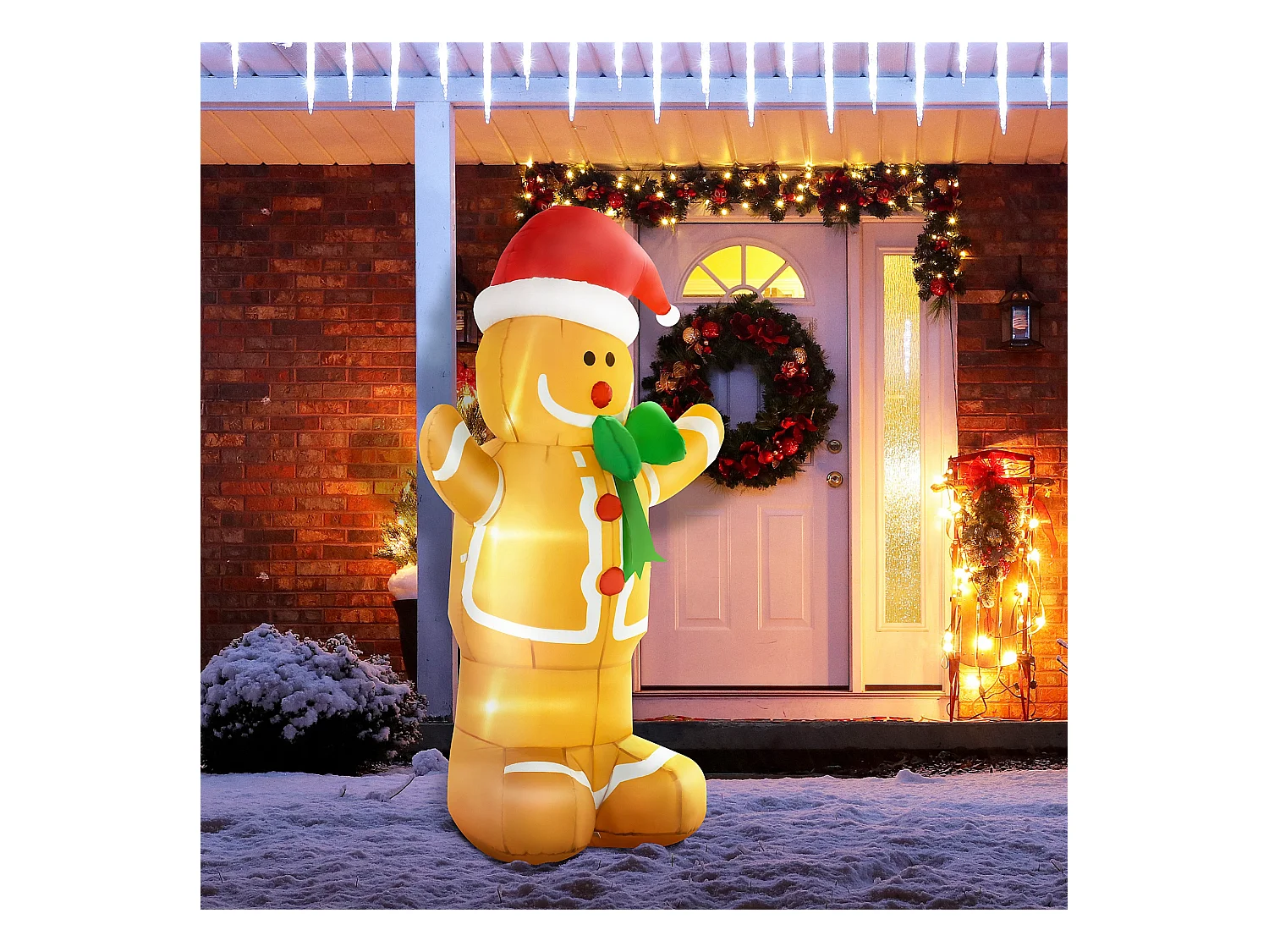 Omino pan di zenzero gonfiabile esterno luci led e gonfiatore