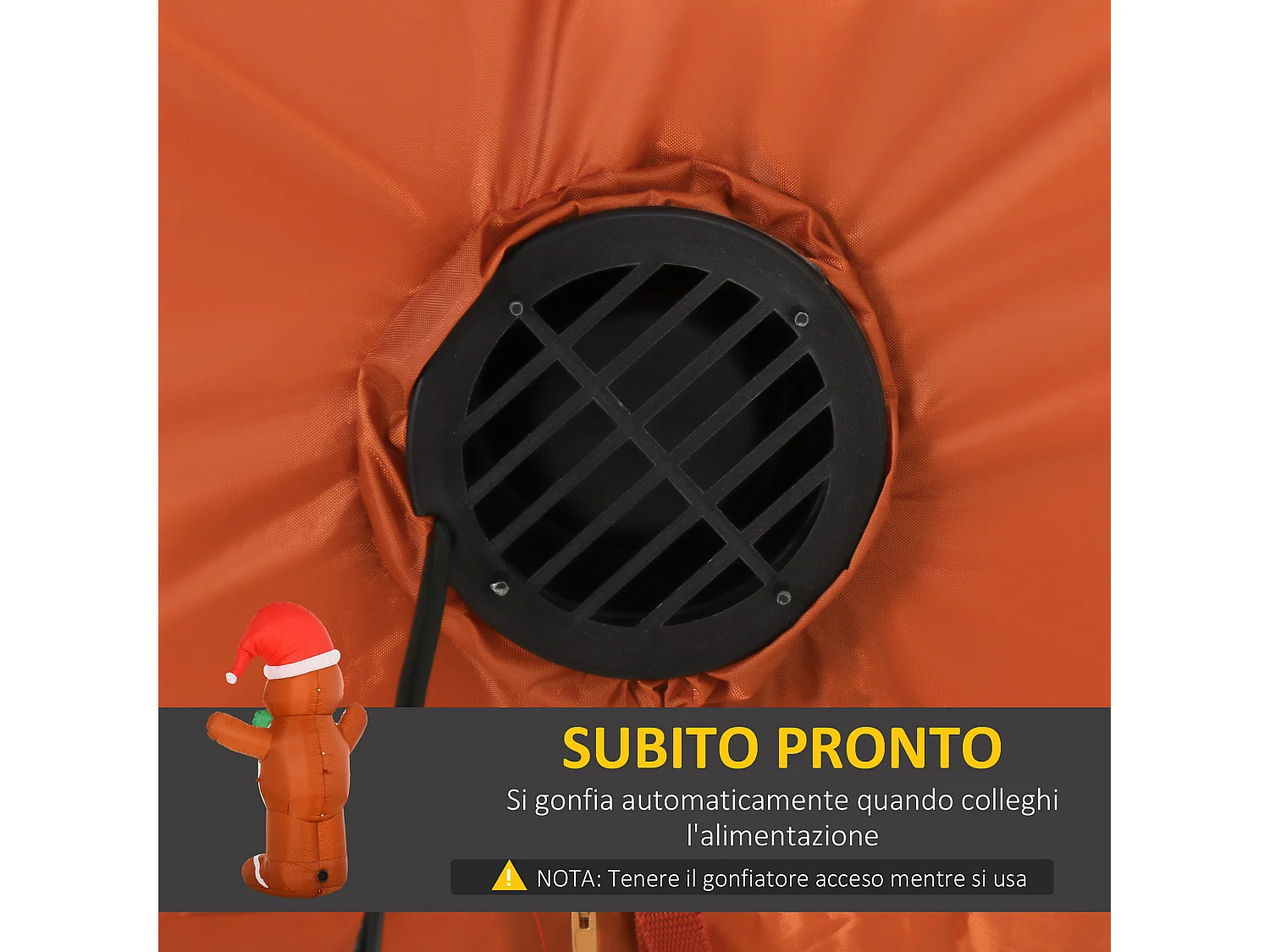 Omino pan di zenzero gonfiabile esterno luci led e gonfiatore