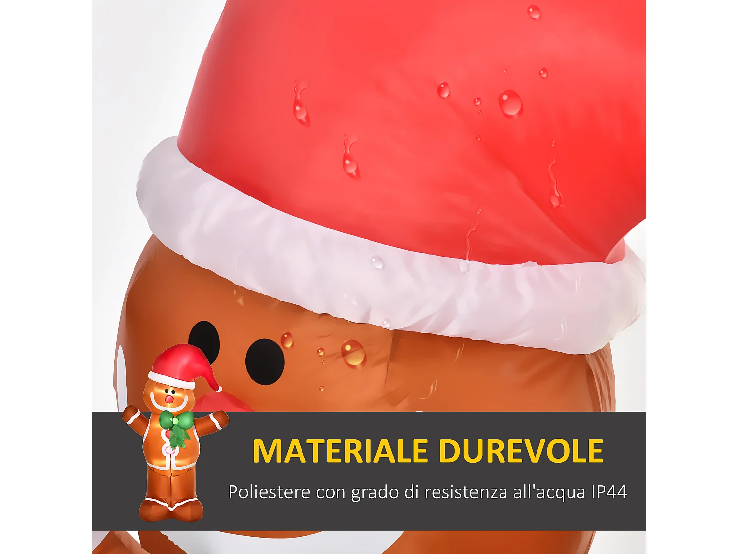 Omino pan di zenzero gonfiabile esterno luci led e gonfiatore