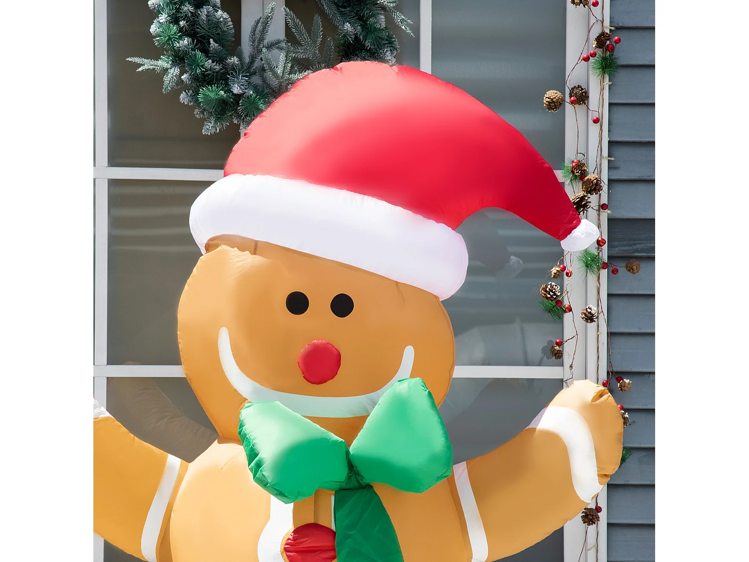 Omino pan di zenzero gonfiabile esterno luci led e gonfiatore