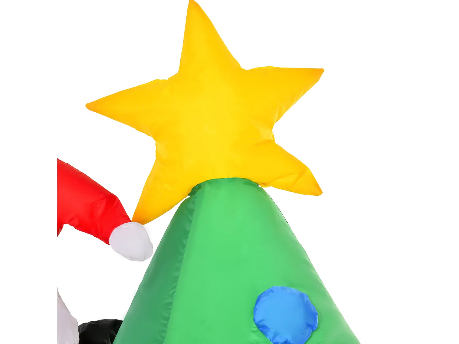 Albero di natale gonfiabile con babbo natale cagnolino e luci