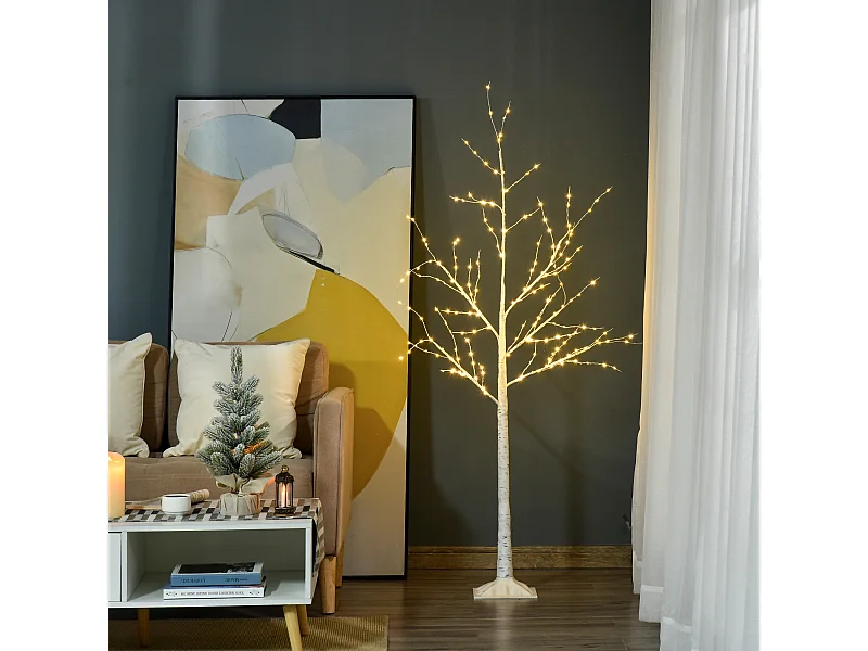 Albero di natale bianco con luci led per interni ed esterni