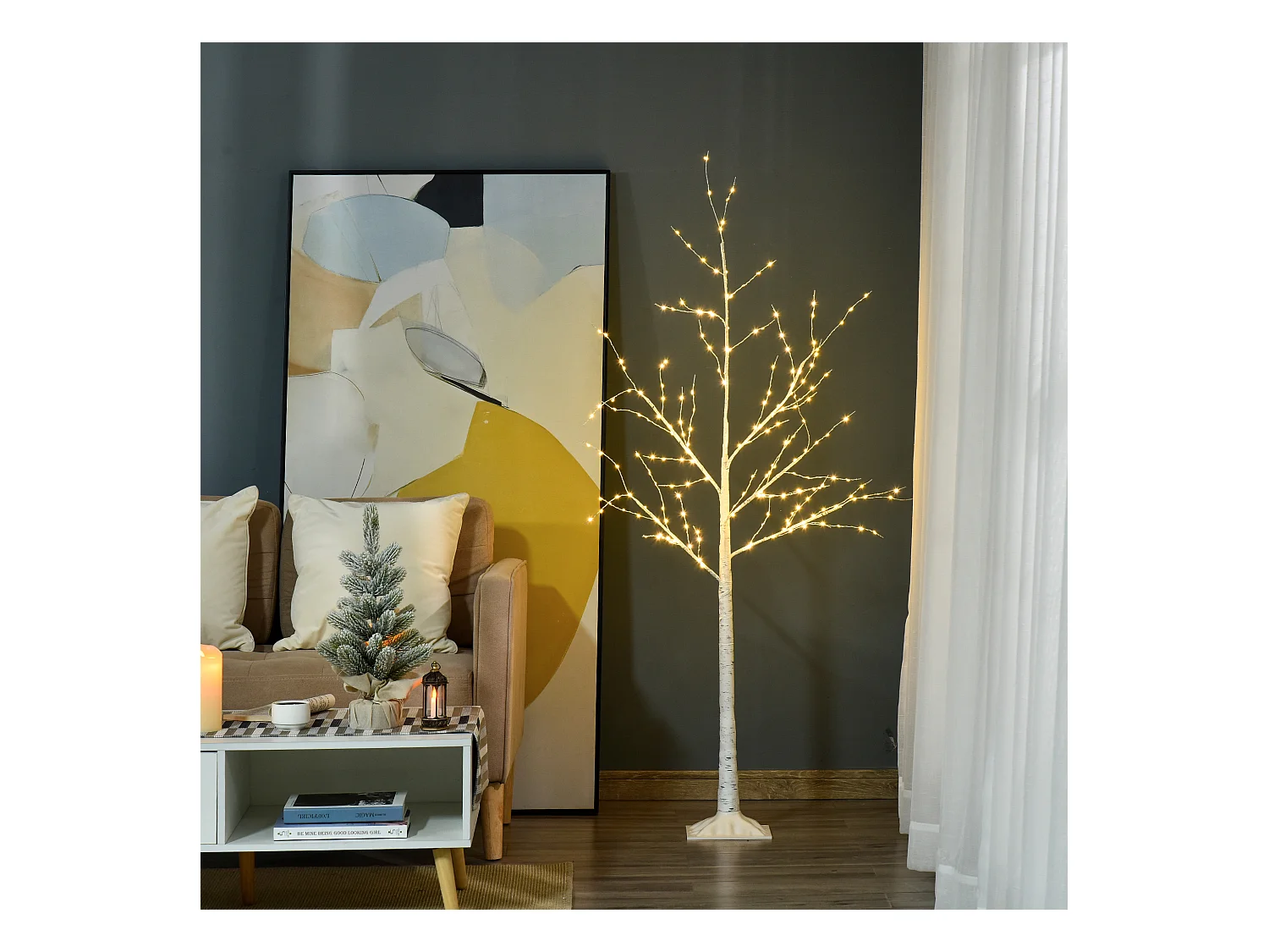 Albero di natale bianco con luci led per interni ed esterni