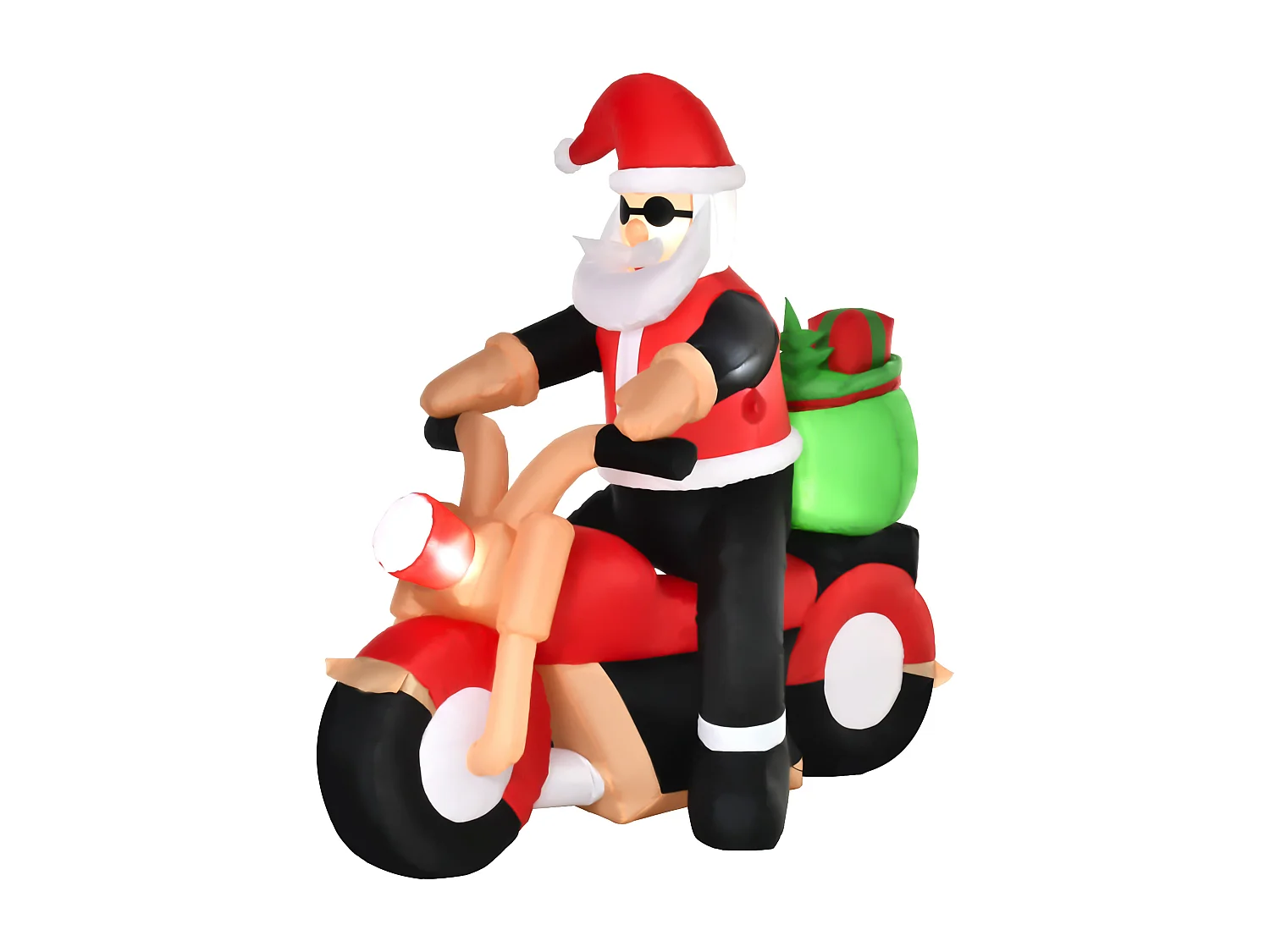 Babbo natale gonfiabile su moto luci led decorazione da esterno