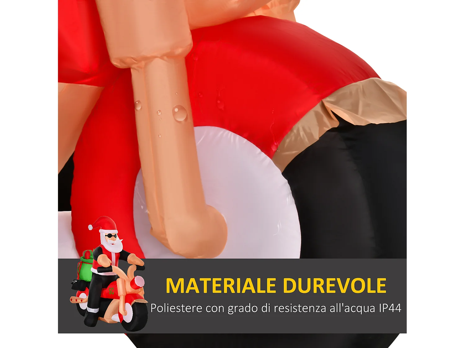 Babbo natale gonfiabile su moto luci led decorazione da esterno